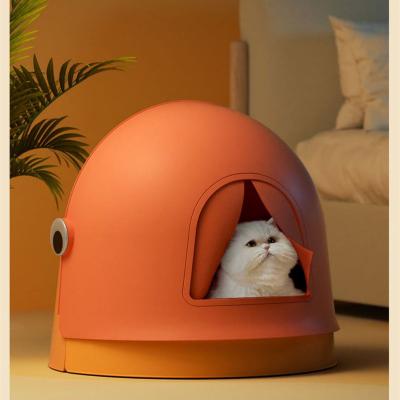 China HOT SALE Viable Pet Products Cleaner Cat Toilet Box Trays Simple Plastic Cat Head Cat Litter Box Cute for sale