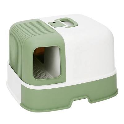 China 2023 New Arrival Plastic Hoopet Encased Large Space Corridor Anti-splash Long Cat Litter Box Toilet With Drawer And Scoop for sale