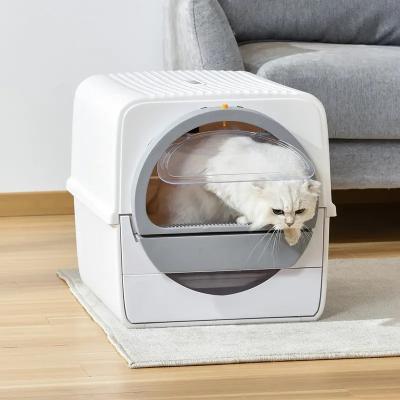 China High Quality ABS Smart Cleaning Closed Large Automatic Pet Plastic Big Cat Toilet Litter Box Automatic Toilet for sale