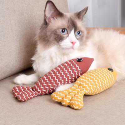 China Self-Hello Cat Tickling Cat Toy Burlap Fish Tile Catnip Doll Pet Stocked Toy for sale