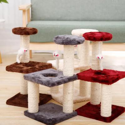 China Wholesale Sustainable Supply Quality Wooden Cat Trees With Interactive Mouse Toys Tree For Cats Scratching Posts Small Cat Tree for sale