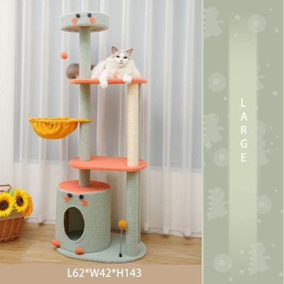 China Viable Wholesale Hot Selling Amazon Pet Scratcher House Tower Housing Cat Large Size Wooden Tree for sale