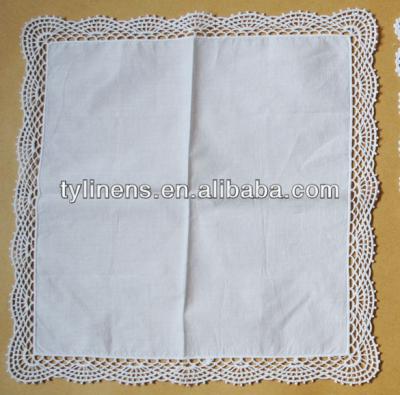 China Wholesale Stripe Lace Cotton Water Soluble Handkerchief for sale