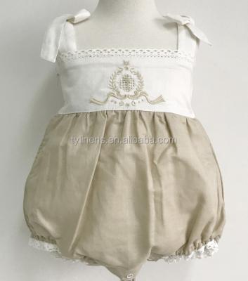 China Embroidery Sleeveless Crossover Cotton Day Baby Canvas Woven Romer for sale