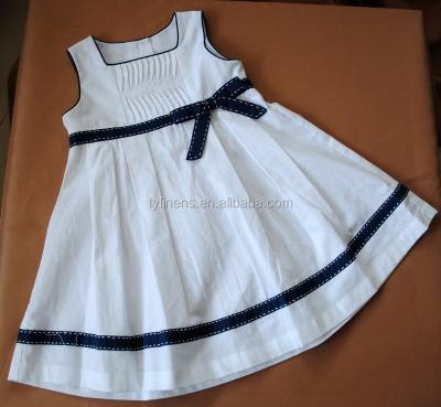 China 100% Cotton Breathable Sleeveless Causal Girl Woven Hand Embroidery Dress for sale