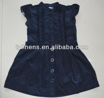 China Breathable 100% Cotton Corduroy Navy Blue Girls Winter Dresses for sale