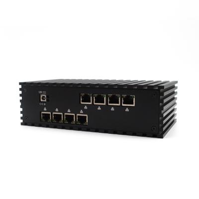 China Cheap Fanless+Aluminum Alloy Metal Case Multi LAN x86 Thin Client Steaming Linux Windows i7 Fanless Network Server Mini PC for sale