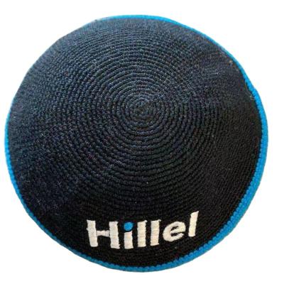 China Wholesale Custom High Quality Handmade Knitted Kippah Kippot Kippah Kippah Jewish Embroidery Striped Your Custom Logo for sale