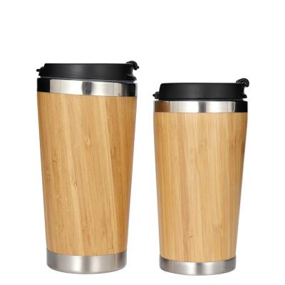 China Sustainable Print Stainless Steel Double Walls Custom Original Bamboo Vacuum Tumbler Pot-Bulked Cup Car Mugs 450ml for sale