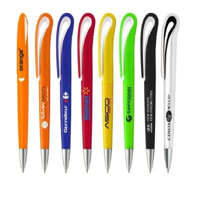 China office & Clip Pen Rainbow Swan Plastic Ballpoint Pen Solid Color School Body Swan With Twist Action Logo Printed Ballpoint Pen for sale