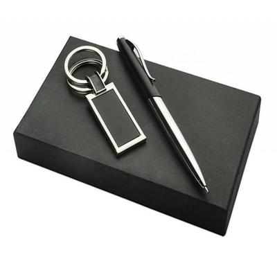 China office & School Pen Mental Twist Ballpoint Pen Key Chain With Two Rings Box Outside Gift Pen Set for sale