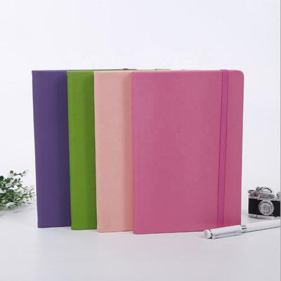 China Luxury A5 Hardcover PU Notebook Soft-Feel Standard Cover Lined Pages Marker Ribbon Matching Colorful Elastic Band Closure Gift for sale