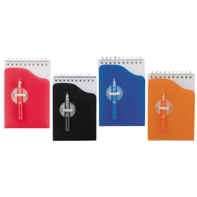 China Jigsaw Pocket Notebook With Matching Tip Pen Convenient Color Notepad Mini Spiral Pocket Jotter With Flip Cover Elastic Pen Loop for sale