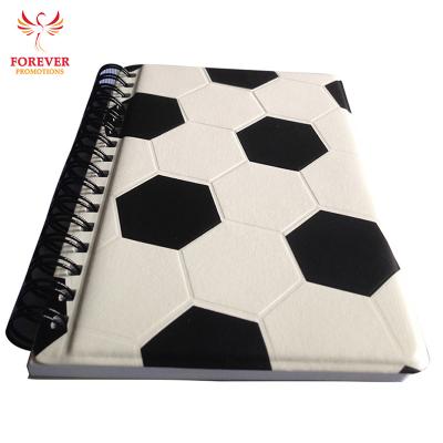 China High Quality Leather Double Hardcover Book PU Football Design Notebooks Book Tie Loop Wire Binding Diary for sale