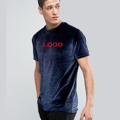 China Custom Anti-Pilling Velvet T-shirt O Neck Summer Adult Men Short Sleeve T-shirt Embroidery Your Custom Logo for sale