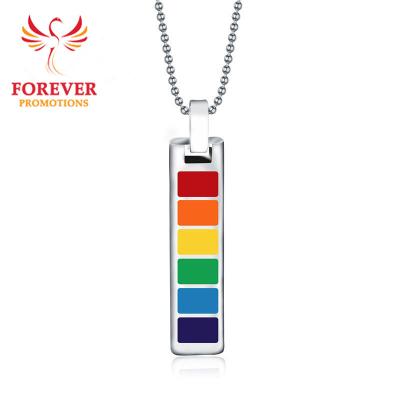 China Fashionable Rainbow Smooth Flat Panel Scale Jewelry Gay and Lesbian Pendant LGBT Pride Necklace for sale