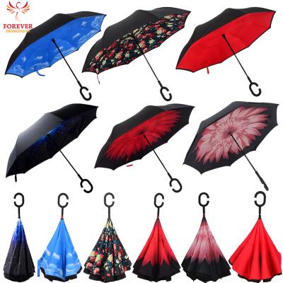 China 2017 New Products Full Body Manual Open Hot Reverse Umbrella For Sale With C Handle Reverse Umbrella Inverted Umbrella for sale