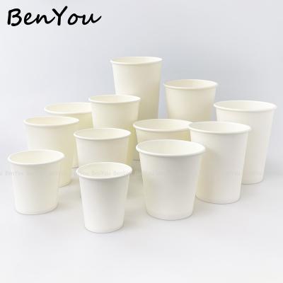 China 8oz 12oz 16oz Disposable Wholesale Printing Single Wall Disposable Paper Cups Customized Coffee Hot Paper Cup with Sleeves and Lid for sale