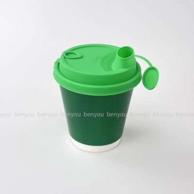 China New Style Disposable Thick Disposable Logo Hot Drink Paper Coffee Custom Cups Green Color Double Wall Paper Cups for sale