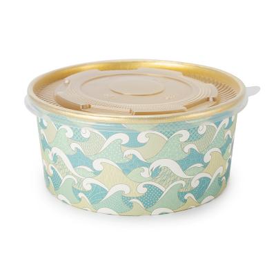 China Eco-Friendly Disposable Customizable Hot Selling Disposable Disposable Dessert Snake Soup Paper Bowl With Lid Gold Foil Paper Bowl for sale