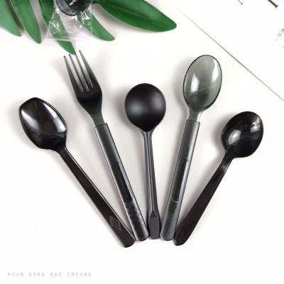 China Eco-friendly Disposable Biodegradable Disposable Fork Knife Disposable Individual Knife Black Packing Ice Cream Snake Cake Plastic Tableware for sale