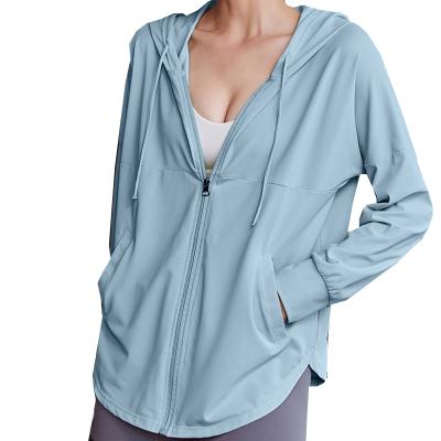 China Breathable Long Sleeve Sports Gym Yoga Dry Custom Loose Wear Quick Work Out Women Zip Up Fitness Jacket for sale