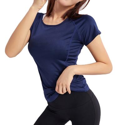 China High Elasticity Women's Yoga Short Tight Tee Breathable T-Shirts Plus Size Round Neck Quick Dry Yoga Suit for sale