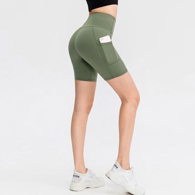 China High Quality Breathable Work Out Compression Shorts Women Yoga Wear Bike Booty Shorts With Phone Pocket for sale