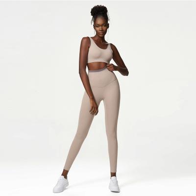 China Antibacterial Breathable High Quality Nylon Spandex Women High Waisted Sports Clothing Compression Leggings Set Yoga Wear Gym Leggings for sale