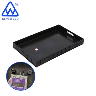 China ESD / PCB Conductive Tray Anti-Static Black Antistatic Plastic Storage Holder Tray for sale