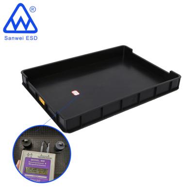 China ESD Shielding Black 3W-9805115-2 Conductive Plastic ESD Container Tray for sale