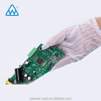 China Carbon Fiber Cleanroom ESD PVC Dotted Anti-Static Gloves For Electronics for sale