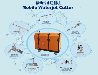 China CNC Portable water jet cutter outside for special accosions 22kw for sale