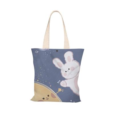 China New Cartoon Student Handled One Rabbit Shoulder Bag Canvas Bag Large Capacity Bag Shopping Bag for sale