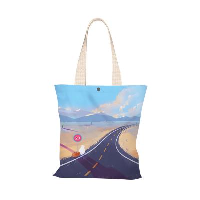 China Road Student Canvas Large Capacity Bag Canvas Hand Painted Single Bag Handled Simple Bag Customization Customization for sale