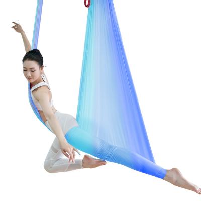 China Durable Soft Comfortable Silk Come With Daisy Chain Gradient Color Aerial Yoga Hammock for sale