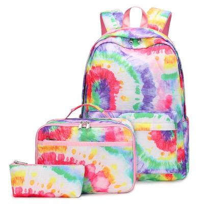 China Other Hot Amazon Link Dye 3 Pieces Pencil Case Cooler Bag Backpack Set For School Children Girls School Bags for sale