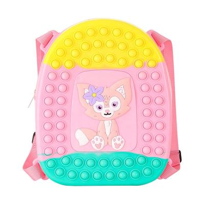 China 2022 Amazon Tiktok Hot Sale Silicone Bubble Push Noise Waterproof School Bag For Kids Stress Relieve Bustle Noise Backpack for sale