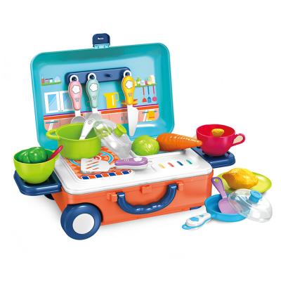 China Parent-children interactive hot selling plastic Amazon Titok kitchen box luggage crates kitchen toys for toddlers cooking toys for sale