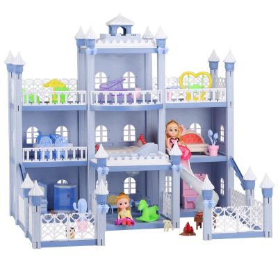 China Girls Play DIY Dollhouse Play Set Dreamy Exquisite Bedroom Toy Doll Hose Princess Furniture Children Play Bule DIY Amazon Girl Hot Gift for sale