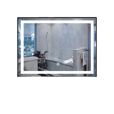 China Custom Square Illuminated Smart High End Hotel Fog Light LED Backlit Wash Basin Bathroom Mirror for sale