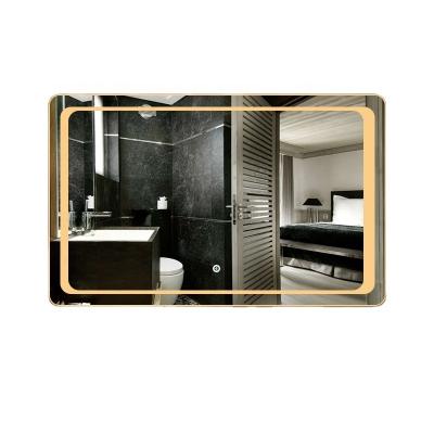 China Bright Modern Hotel Time Display Led Bathroom Illuminated Mirror for sale