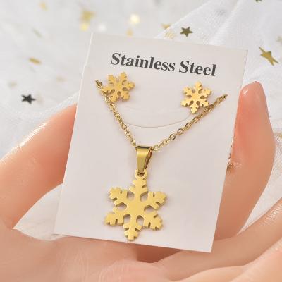 China Environmental Friendly Wholesale Necklace Earring Sets Stainless Steel Necklace 18k Gold Plated Jewelry Set for sale