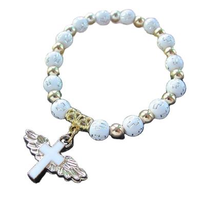 China The new 2022 high quality hot selling charm beads the popular personality Angel Wings Colorful cross bracelet bracelet for sale