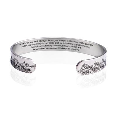 China High Quality Customized 10MM Luxury Stainless Steel Single Open Printing Bracelet for sale