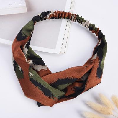 China Friendly material wholesale new comfortable simple elastic cross hair bands popular personality leopard print headband for sale