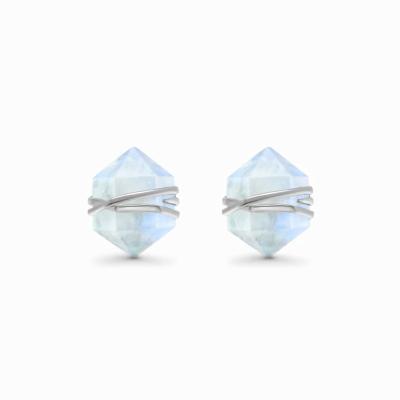 China Trendy High Quality 925 Sterling Silver Column Natural Aquamarine High Quality Silver Jewelry Stud Earrings for sale