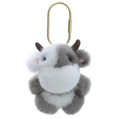 China Hot Selling Key Chain Mink Hair Small Cow Bag Soft Hand Feeling Cartoon Central Institute of Statistics Cute Hanging Plush Doll Fashionable for sale