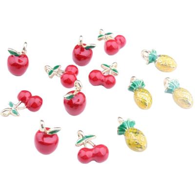 China Durable Wholesale Red Natural Enamel Apple Fruit Charms Custom Pineapple Pendant Cherry Necklace Accessories for sale