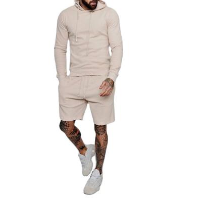 China 2021 Breathable Logo Plain Cotton Custom Made 2 Piece Sets Jogging Blank Hooded Shorts Tracksuits for sale